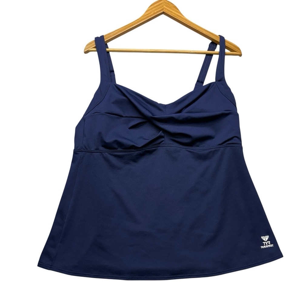 TYR Womens Tankini Top 18 Navy Blue Swim Adjustable Modest Durafast Swimsuit